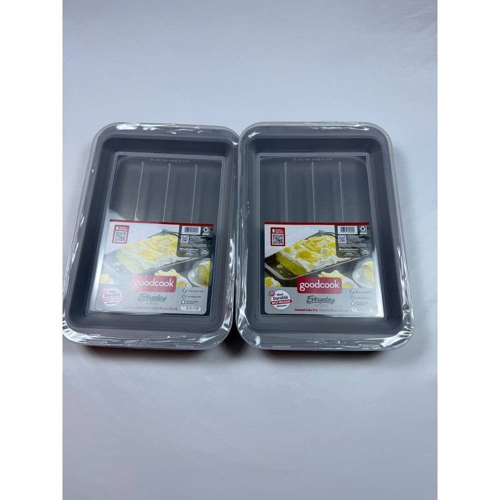 GoodCook Everyday Nonstick‎ Cake Pan Set of 2 13x9 Gray NEW Covered Bakeware